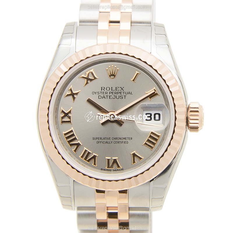Elegant Rolex Lady Datejust Replica in 18kt Steel & Gray Dial | Automatic Movement & Silver Band