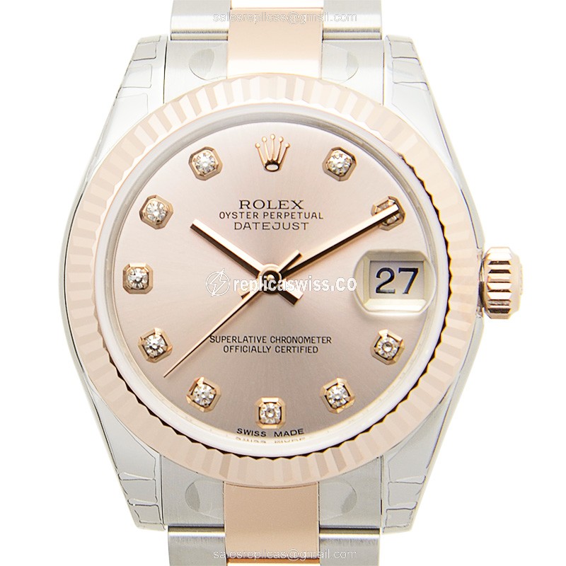 Elegant Rolex Lady Datejust Replica in 18kt Steel & Pink Gold with Automatic Movement Watch