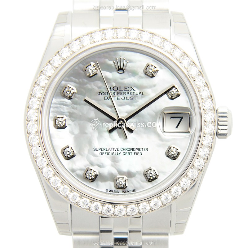 Elegant Rolex Lady Datejust Replica in 18kt Steel & Silver Dial, Automatic Movement Watch