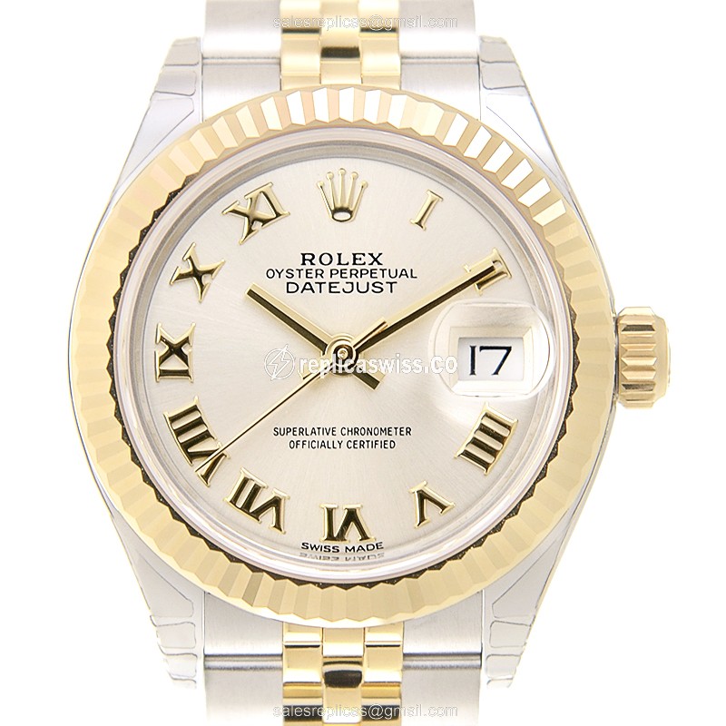 Elegant Rolex Lady Datejust Replica in 18kt Steel & Silver Dial, Automatic Movement Watch
