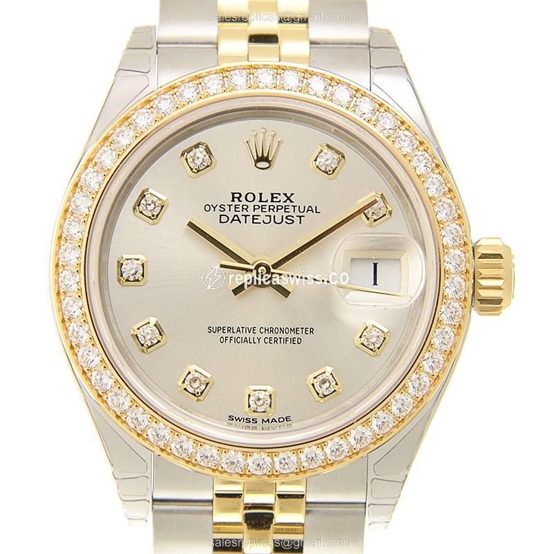 Elegant Rolex Lady Datejust Replica in 18kt Steel & Silver Dial, Automatic Movement Watch