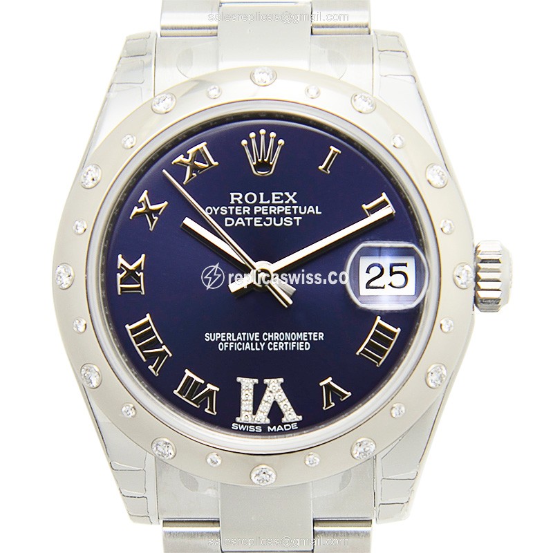 Elegant Rolex Lady Datejust Replica in 18kt White Gold, Automatic Movement, Purple Dial on
