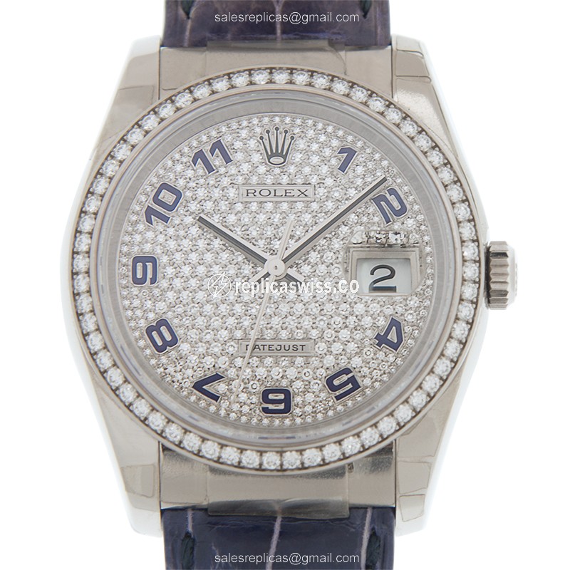 Elegant Rolex Lady Datejust Replica in 18kt White Gold with Automatic Movement Lavender