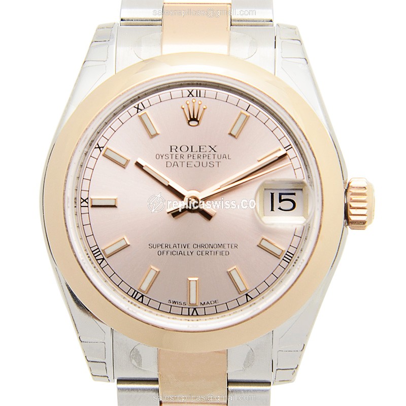 Elegant Rolex Lady Datejust Replica in Pink Dial & 18kt Steel, Automatic Movement Watch