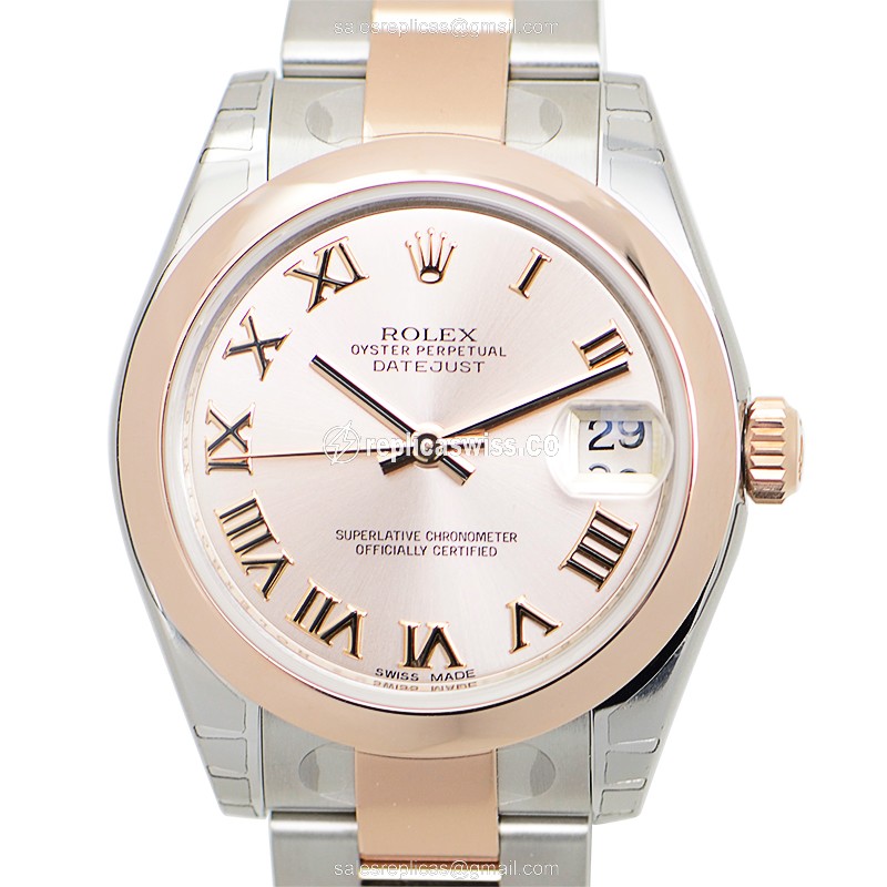 Elegant Rolex Lady Datejust Replica in Pink Dial & 18kt Steel Case, Automatic Movement Watch