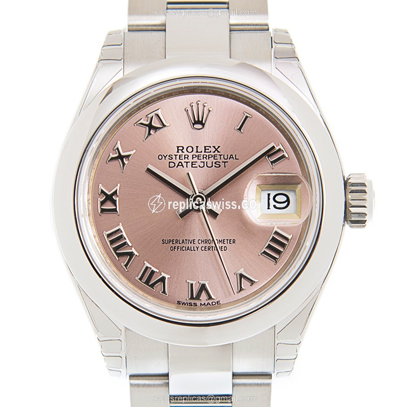 Elegant Rolex Lady Datejust Replica in Pink Dial & Stainless Steel Case, Automatic Movement Watch
