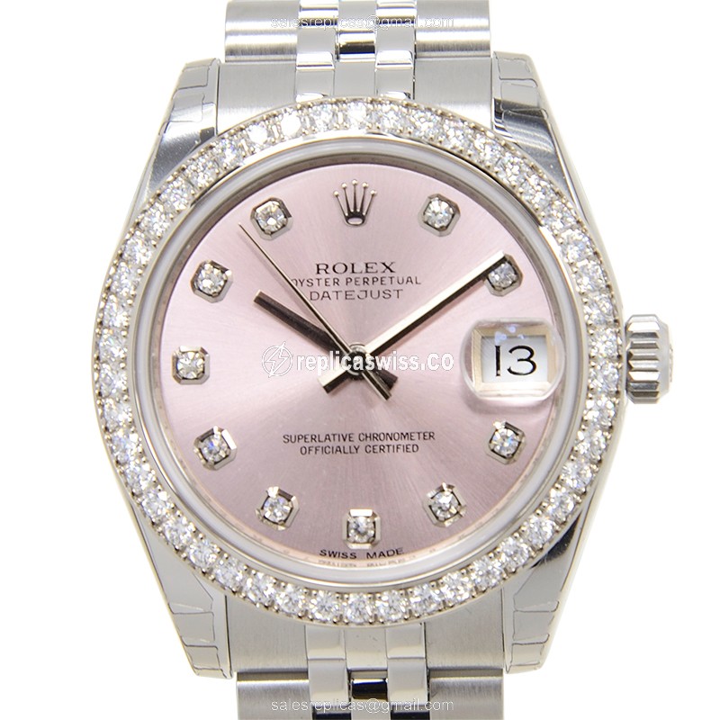 Elegant Rolex Lady Datejust Replica in Pink Dial & Steel Strap, Automatic Movement Watch