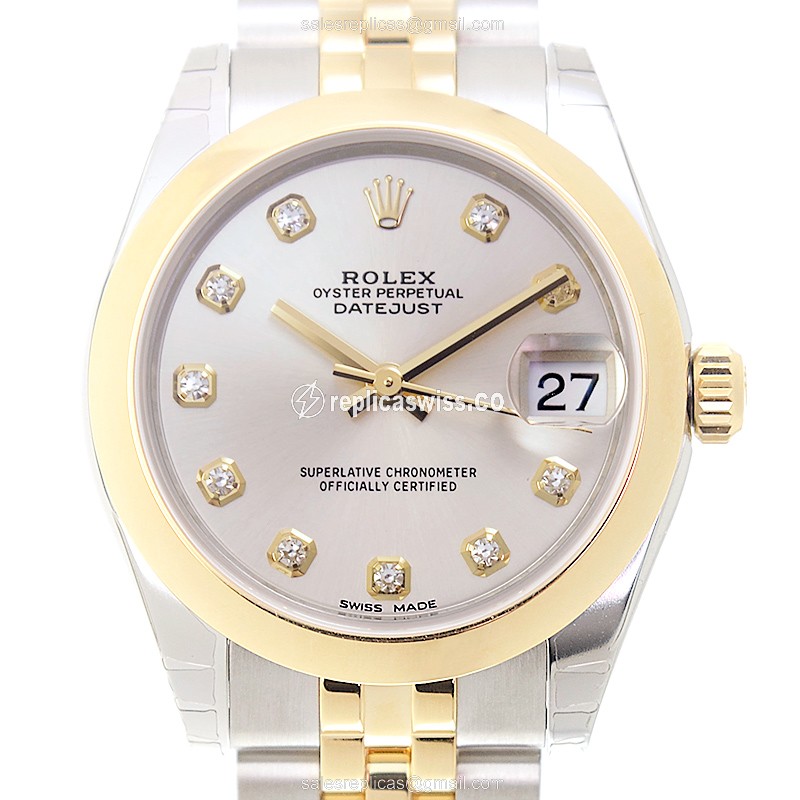 Elegant Rolex Lady Datejust Replica in Silver Dial 18kt Steel, Automatic Movement Watch