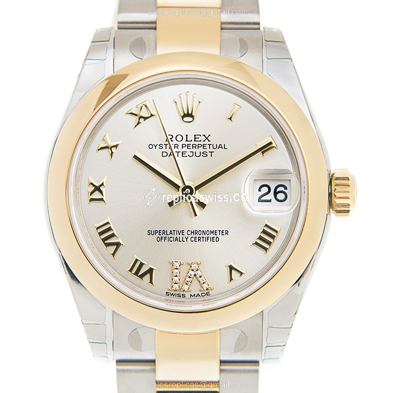 Elegant Rolex Lady Datejust Replica in Silver Dial 18kt Steel, Automatic Movement Watch