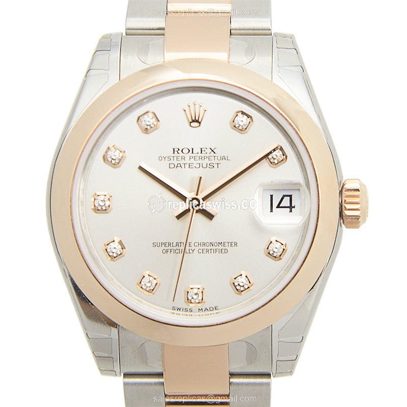 Elegant Rolex Lady Datejust Replica in Silver Dial & 18kt Steel Case, Automatic Movement Watch