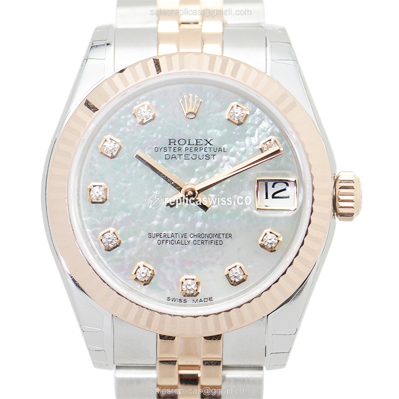 Elegant Rolex Lady Datejust Replica in Silver Dial 18kt Steel Case Watch