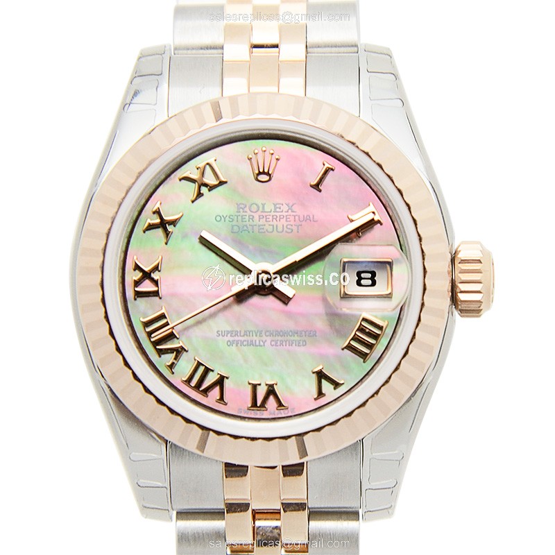 Elegant Rolex Lady Datejust Replica in Silver Dial & 18kt Steel Case with Automatic Movement Watch