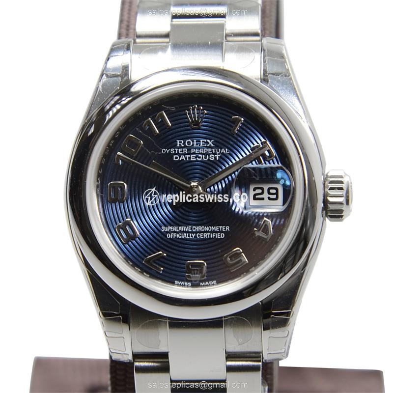 Elegant Rolex Lady Datejust Replica in Stainless Steel, Automatic Movement & Blue Dial Watch