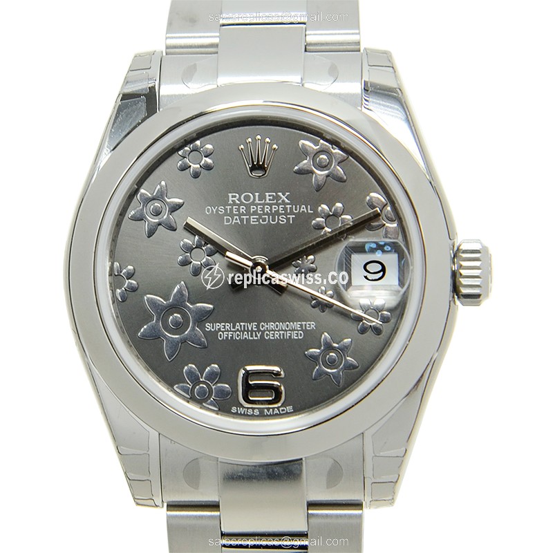 Elegant Rolex Lady Datejust Replica in Stainless Steel, Automatic Movement, Gray Dial Watch