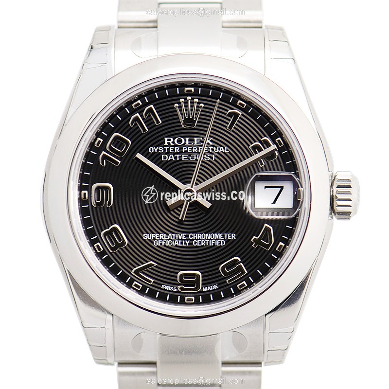 Elegant Rolex Lady Datejust Replica in Stainless Steel & Black Dial, Automatic Movement Watch