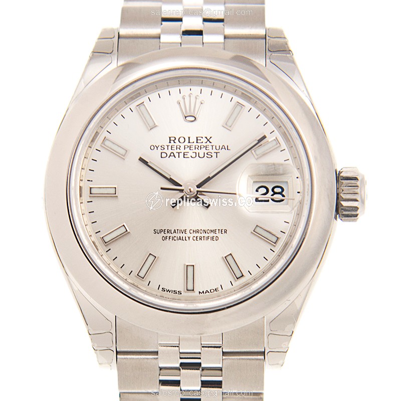 Elegant Rolex Lady Datejust Replica in Stainless Steel with Automatic Movement Silver Dial Watch