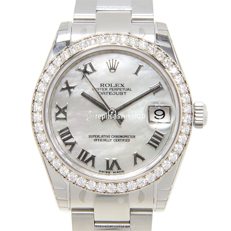Elegant Rolex Lady Datejust Replica in White Dial & Silver Steel Strap, Automatic Movement Watch