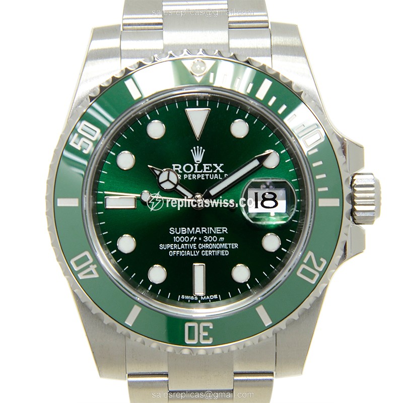 Elegant Rolex Submariner 116610LV-0002 Replica in Stainless Steel, Automatic Movement Green