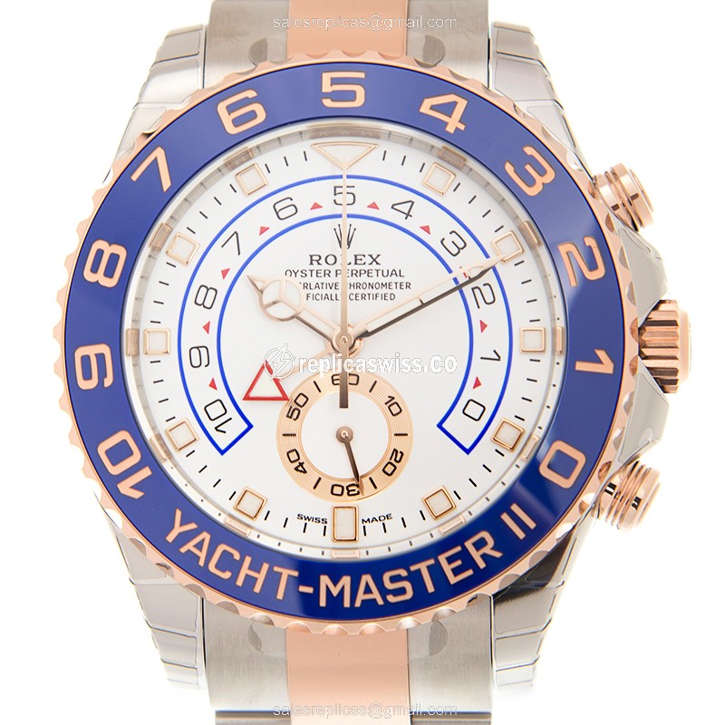 Elegant Rolex Yacht Master II Replica in 18kt White Gold & Stainless Steel, Automatic Movement Watch