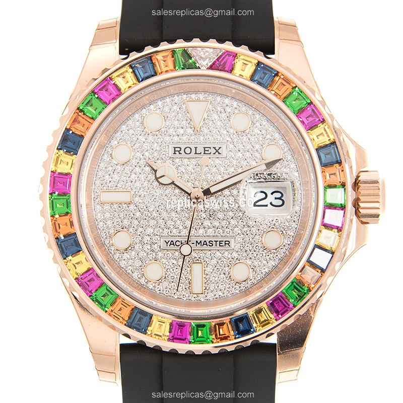 Elegant Rolex Yacht Master Replica in 18kt Rose Gold, Automatic Movement, Silver Dial Watch
