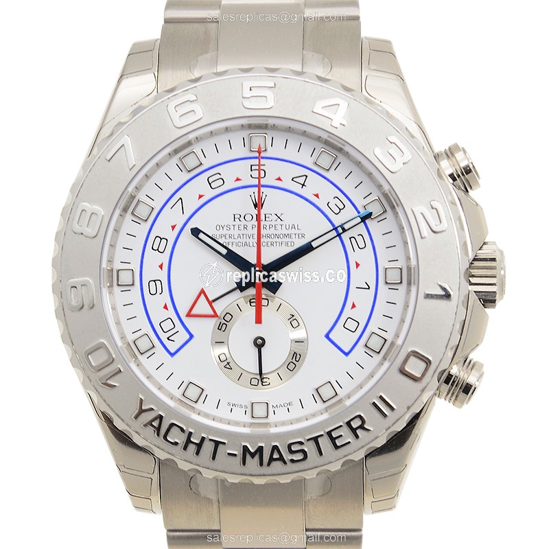Elegant Rolex YACHT MASTER Replica in 18kt White Gold Case & Automatic Movement Watch