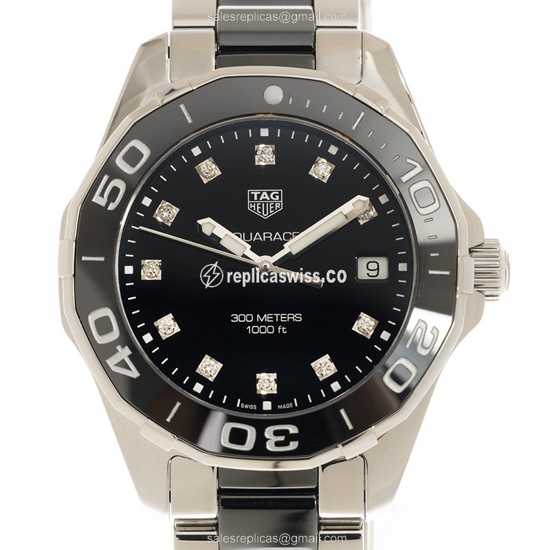 Elegant Tag Heuer AQUARACER Replica | Black Dial, Steel Case & Clasp Watch