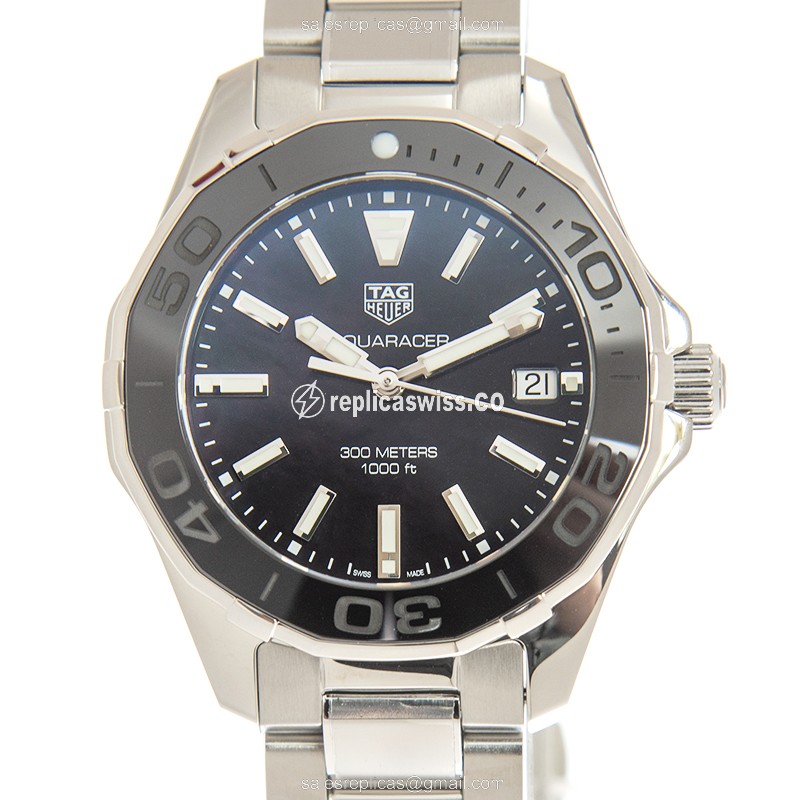 Elegant Tag Heuer AQUARACER Replica in Black Dial Stainless Steel Case with Quartz Movement