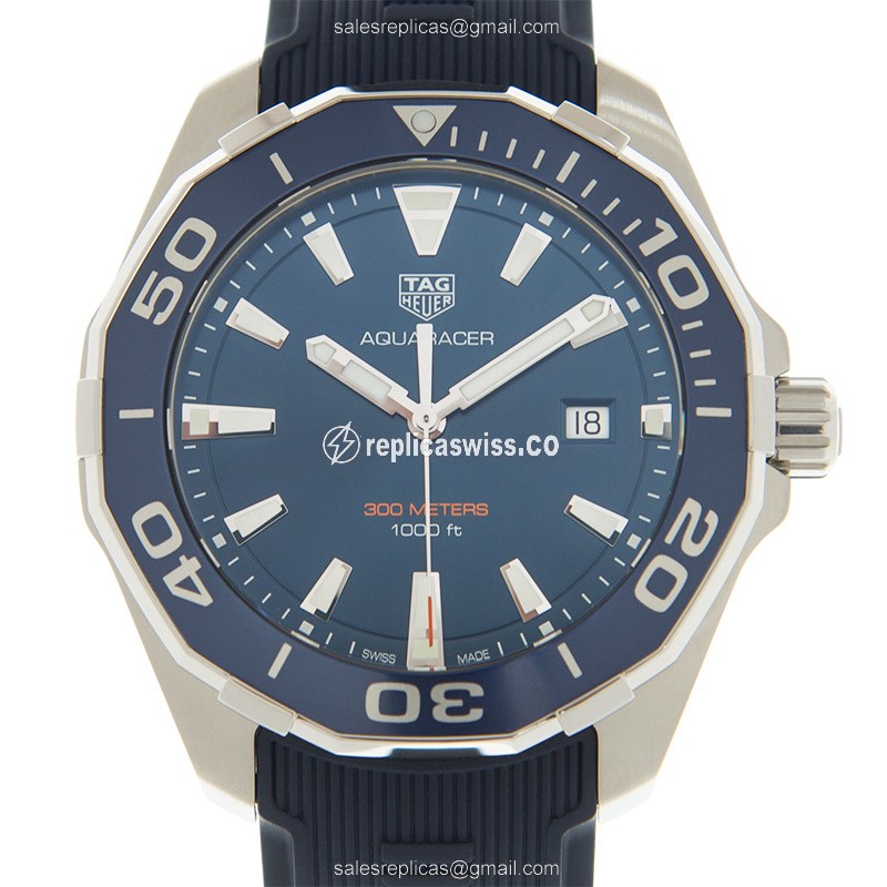 Elegant Tag Heuer AQUARACER Replica in Blue Dial & Stainless Steel Case, Quartz Movement Watch