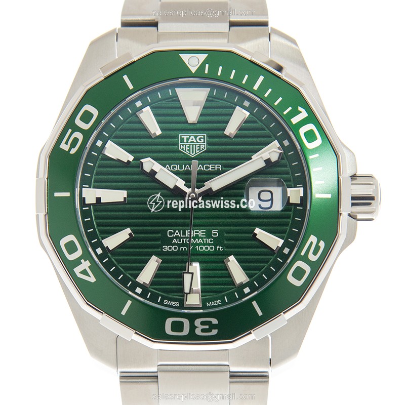 Elegant Tag Heuer AQUARACER Replica in Stainless Steel Case, Automatic Movement, Vibrant Green