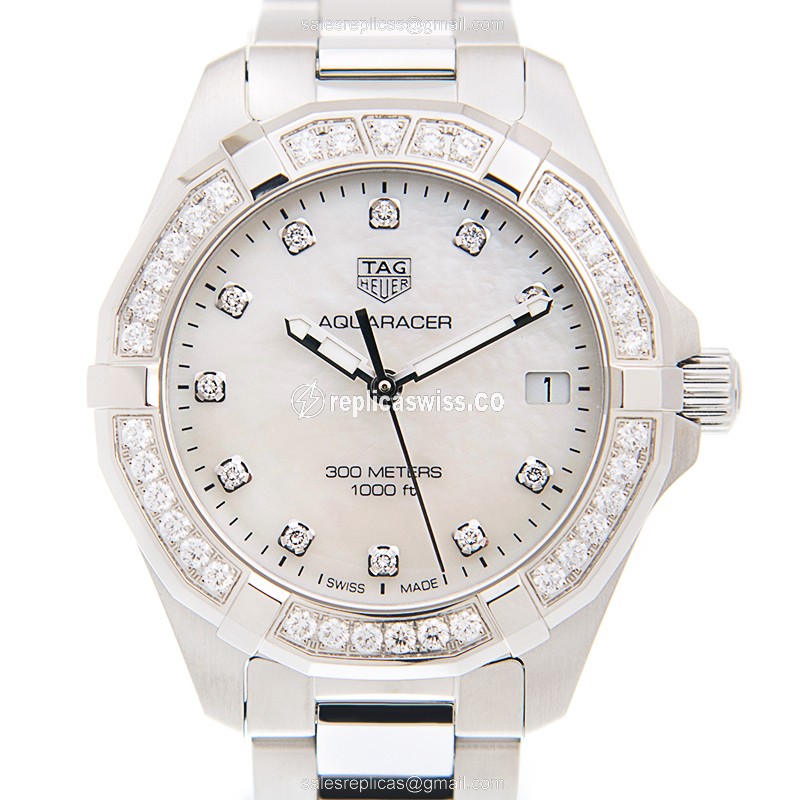 Elegant Tag Heuer AQUARACER Replica in Stainless Steel, White Dial, Quartz Movement Watch