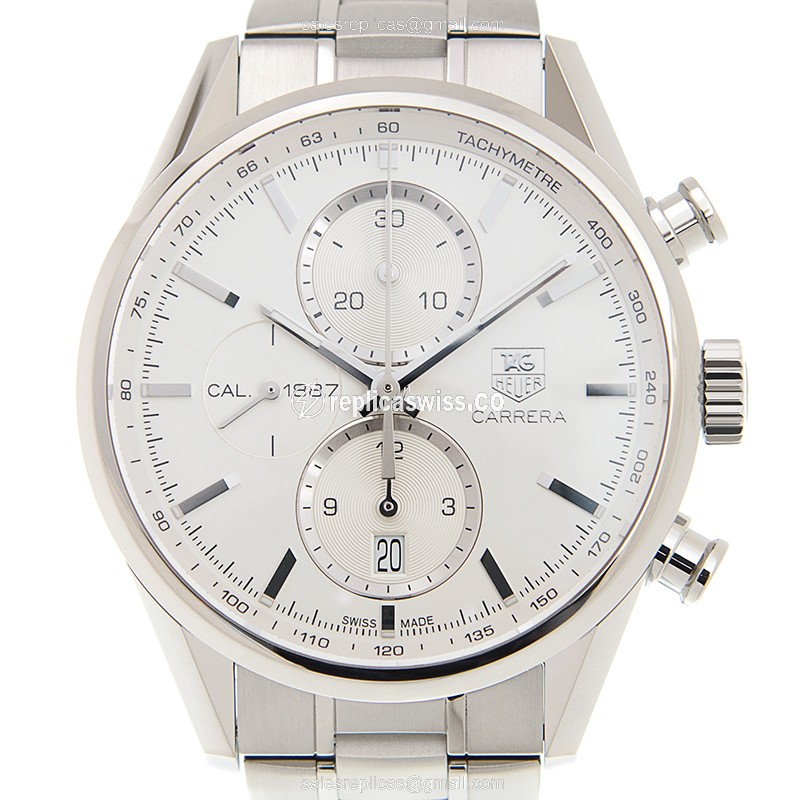 Elegant Tag Heuer Carrera CAR2111-BA0724 Replica with White Dial & Steel Case Watch