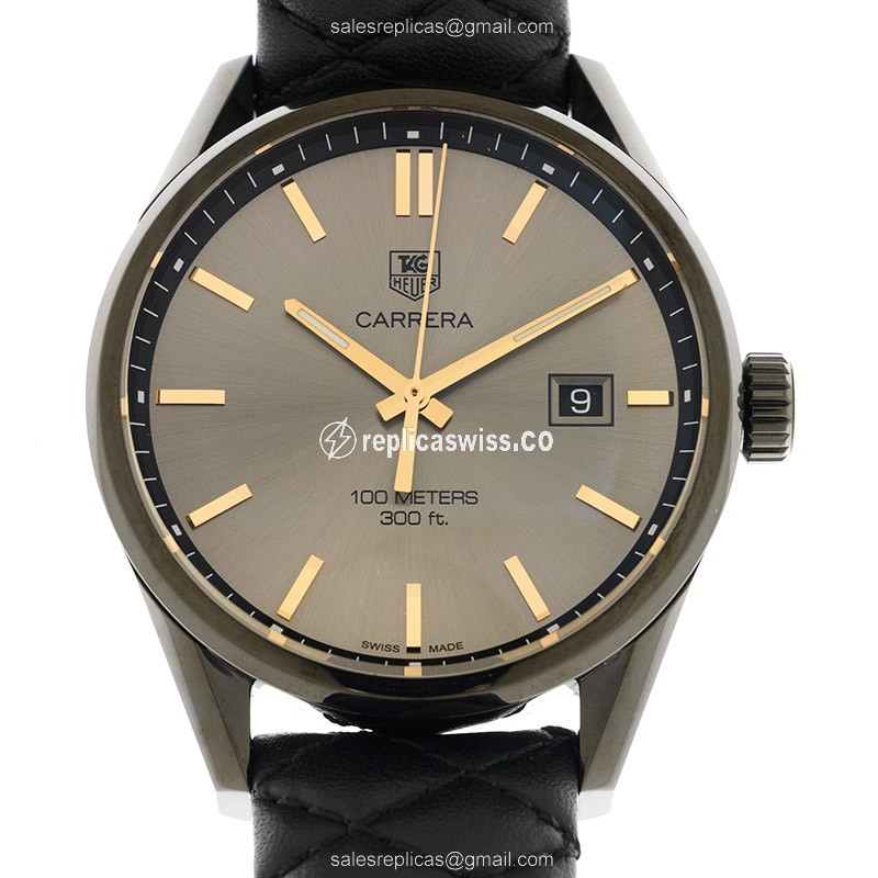 Elegant Tag Heuer Carrera Quartz Replica with Black Dial & Stainless Steel Case Watch