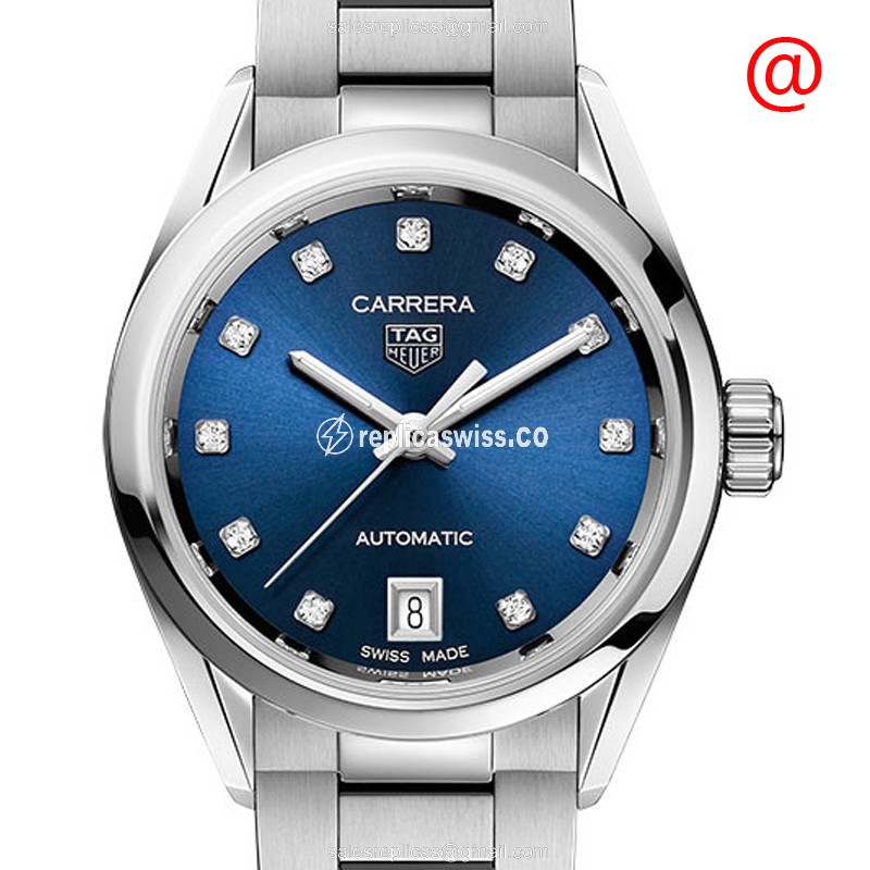 Elegant Tag Heuer Carrera Replica, Automatic Movement, Blue Dial, Stainless Steel Case Watch