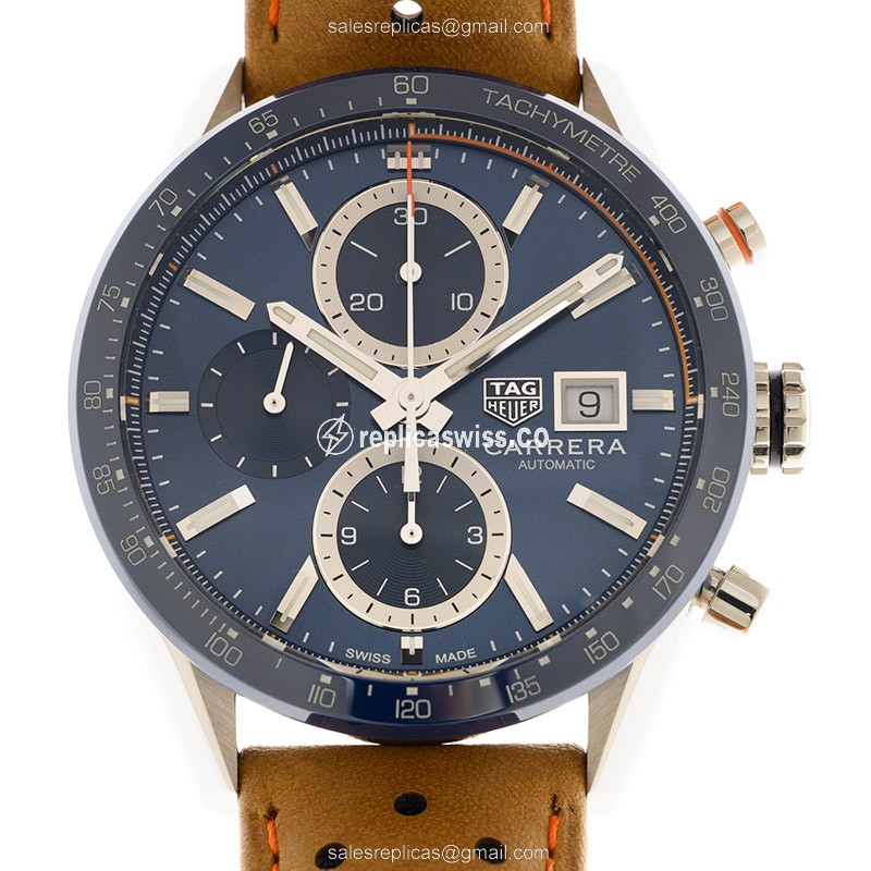 Elegant Tag Heuer Carrera Replica in Blue Dial & Stainless Steel Case, Automatic Movement Watch