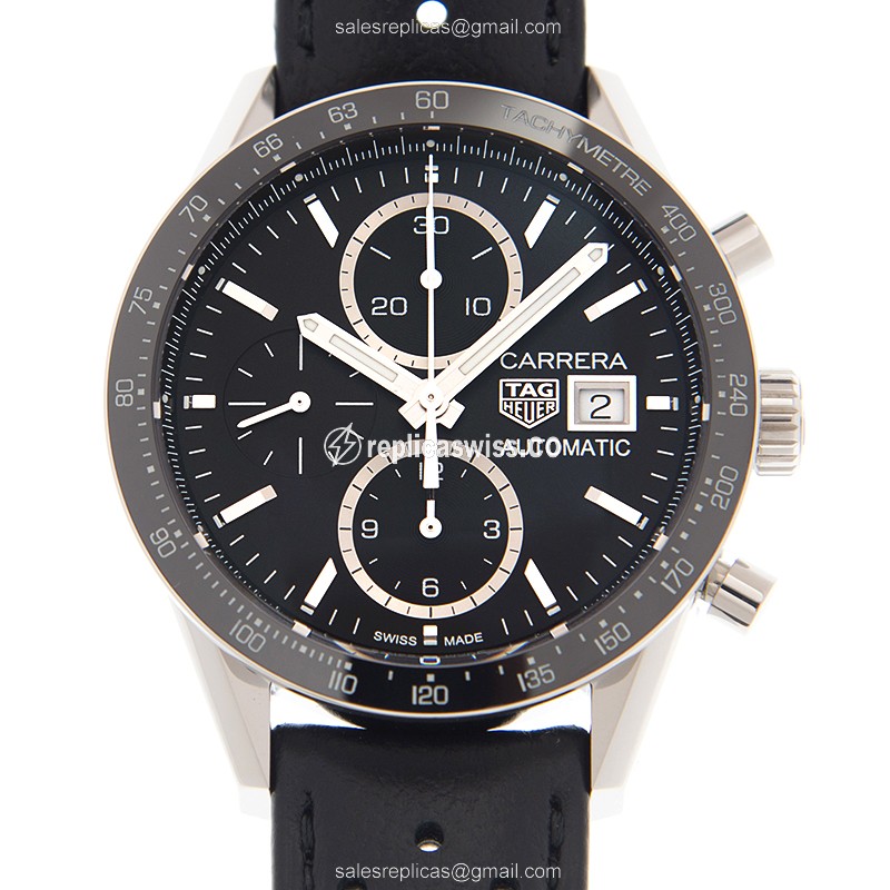 Elegant Tag Heuer Carrera Replica in Stainless Steel, Automatic Movement Black Dial | Luxury