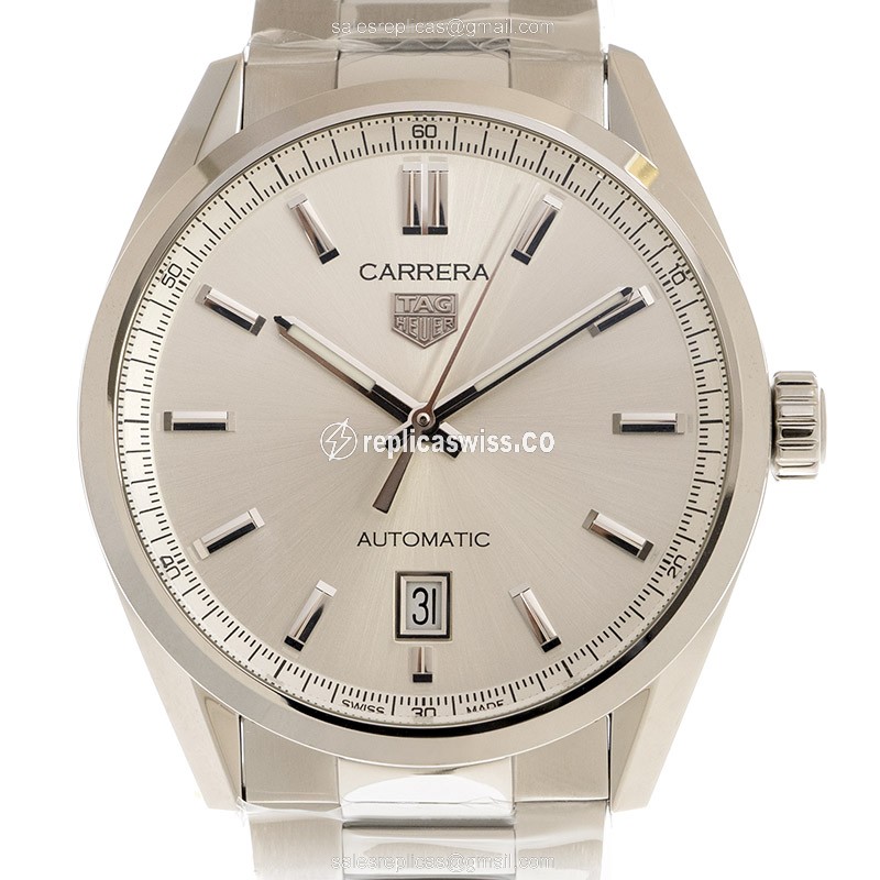 Elegant Tag Heuer Carrera Replica in Stainless Steel, Automatic Movement & Gray Dial Watch