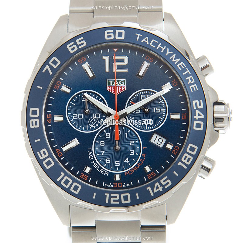 Elegant Tag Heuer Formula 1 Replica with Blue Dial & Stainless Steel Case & Clasp Watch