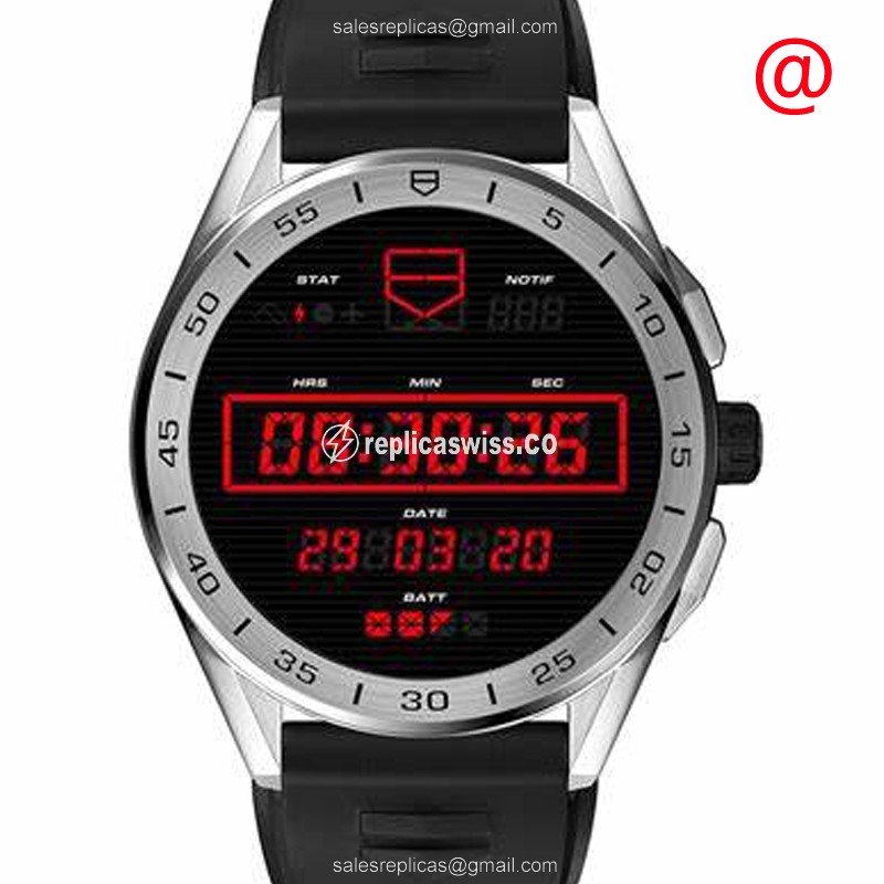 Elegant Tag Heuer SBG8A12.BT6219 Intelligent Replica, Black Dial & Rubber Strap, Stainless Steel