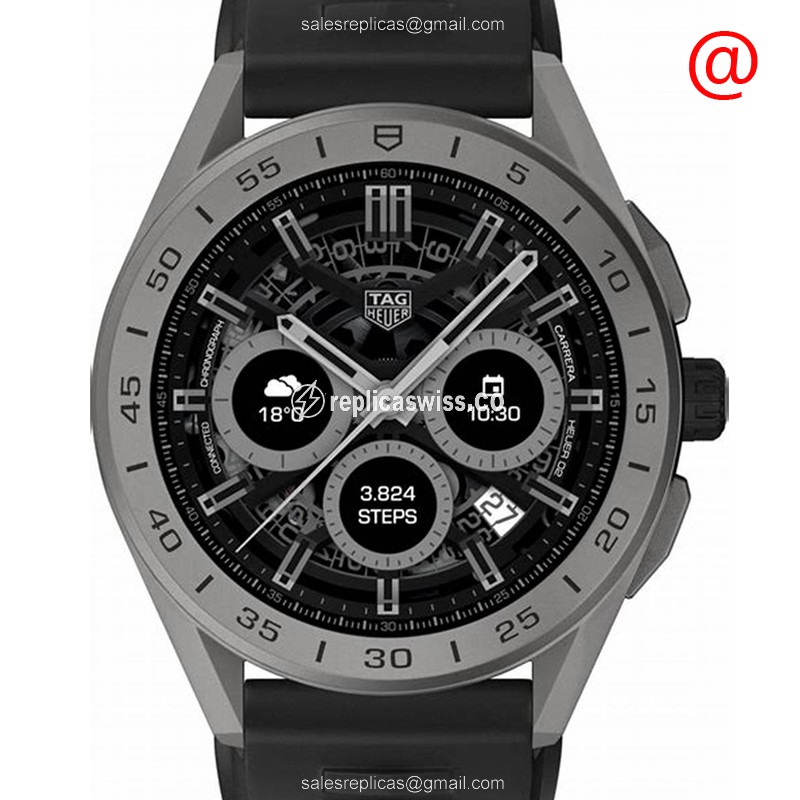 Elegant Tag Heuer SBG8A81.BT6222 Intelligent Titanium Replica, Black Dial & Rubber Strap Watch