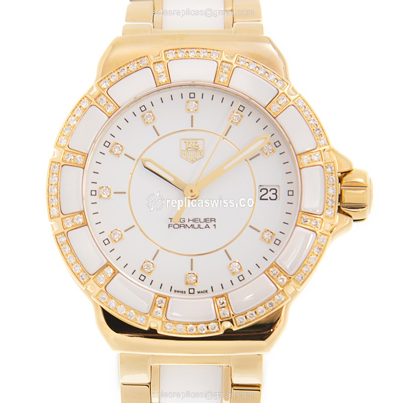 Elegant Tag Heuer WAH1222-BB0866 F1 Quartz Replica in Steel Case & White Dial Watch