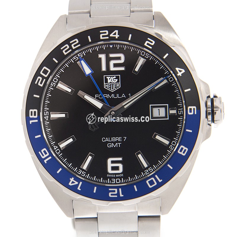 Elegant Tag Heuer WAZ211A.BA0875 F1 Quartz Replica with Black Dial Stainless Steel Case Watch