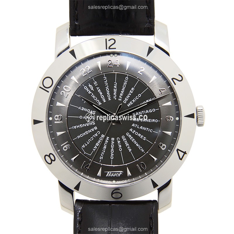 Elegant Tissot Heritage Replica Watch | Automatic Movement, Black Dial & Leather Strap