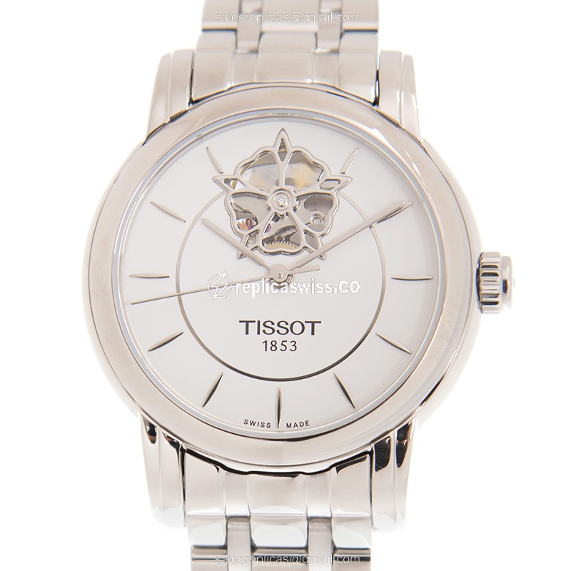 Elegant Tissot Lady Heart Replica in White Dial & Stainless Steel Case, Automatic Movement Watch
