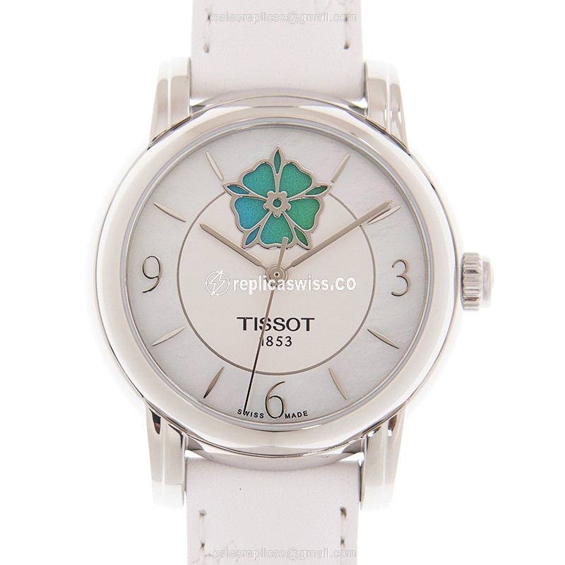 Elegant Tissot Lady Heart Replica Watch | Automatic Movement | White Dial & Leather Strap