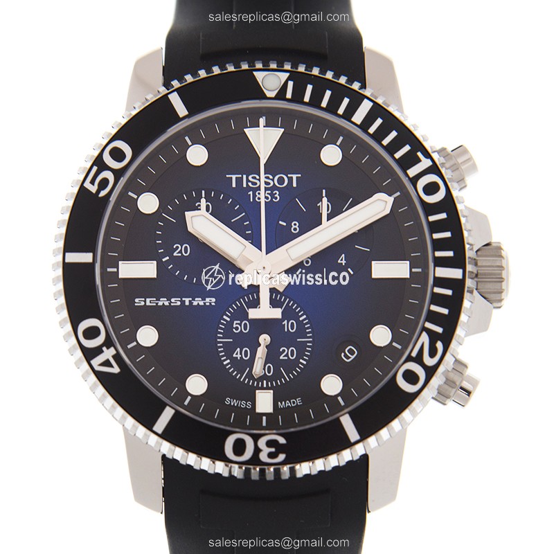 Elegant Tissot SEASTAR 1000 Replica in Stainless Steel, Blue Dial, Quartz Movement Watch