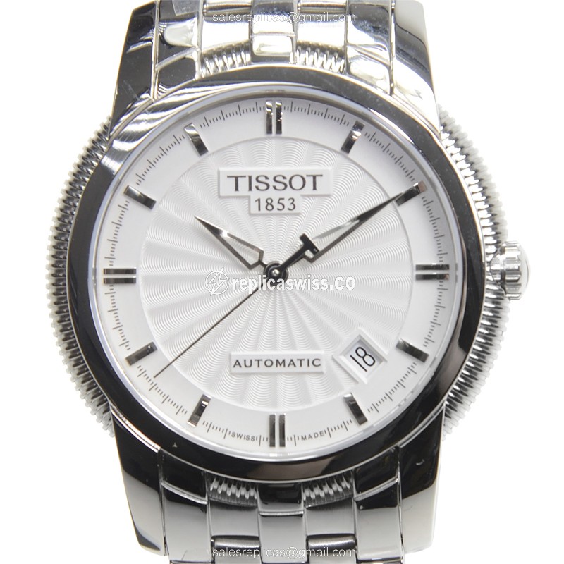 Elegant Tissot T-CLASSIC Automatic Watch in Stainless Steel, White Dial & Silver Strap