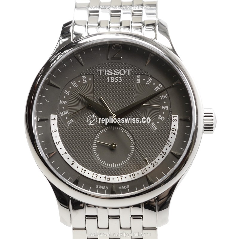 Elegant Tissot T-Classic Quartz Replica in Stainless Steel & Dark Grey Dial Watch