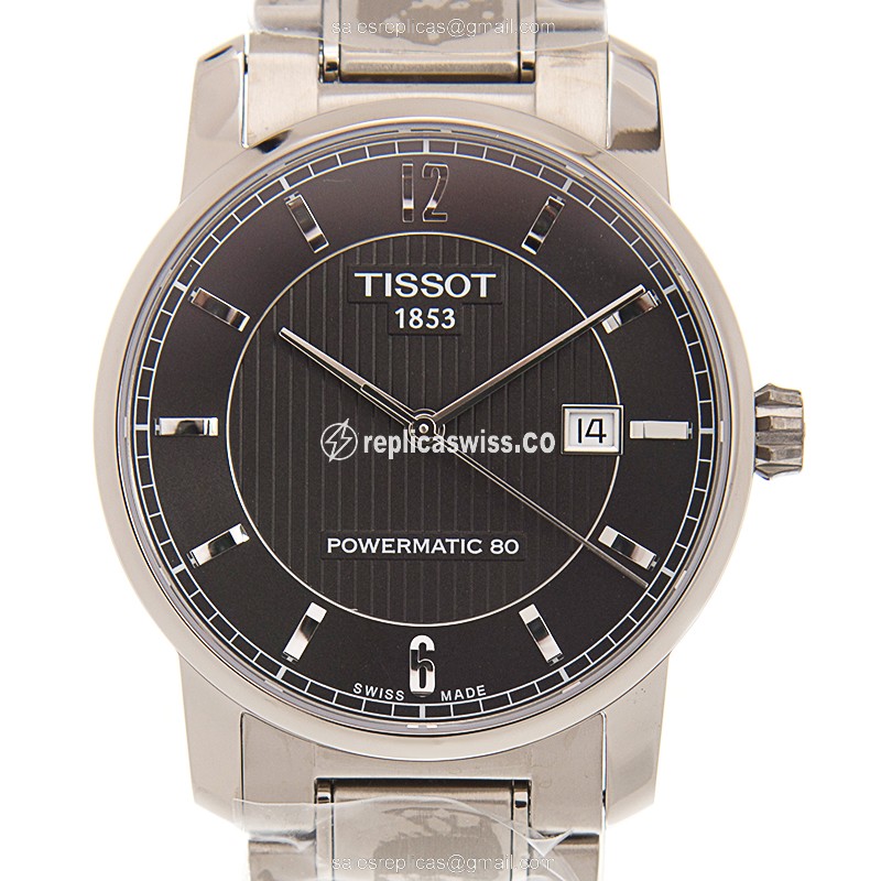 Elegant Tissot T-Classic Replica in Black Dial & Titanium Case, Automatic Movement Watch