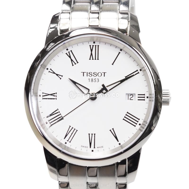 Elegant Tissot T-Classic Replica in Stainless Steel Case with White Dial Quartz Movement Watch