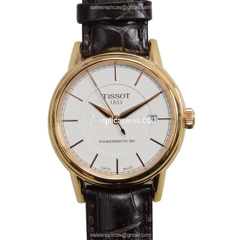 Elegant Tissot T-Classic Replica in White Dial Leather Strap, Automatic Movement Watch